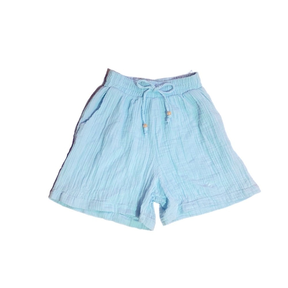100% cotton Light Blue Women's lounge comfy lightweight boho Shorts